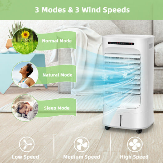 Costway 4-in-1 Portable Evaporative Air Cooler with Timer and 3 Modes-White