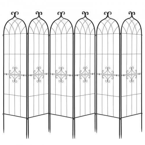 Garden Trellis, 71 x 20 inch Rose Trellis, 6 Packs Garden Flower Rose Trellises with Powder-Coated Finish & Convenient Locking Design, Plant Support Trellises for Flowers, Vegetables, Roses