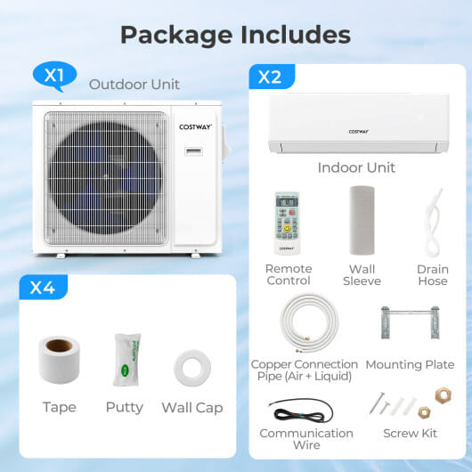 30000 BTU 2 Zone 23 SEER2 Mini Split Air Conditioner Wifi Enabled with Heat Pump-7K + 24K - Color: White - Size: 7K + 24K