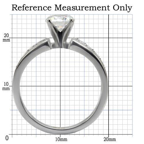 TK068 - High polished (no plating) Stainless Steel Ring with AAA Grade CZ in Clear