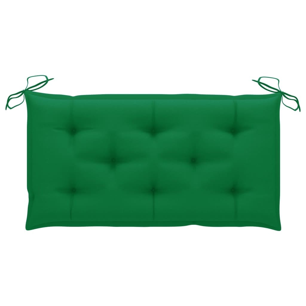 Patio Bench with Green Cushion 44.1" Solid Teak Wood