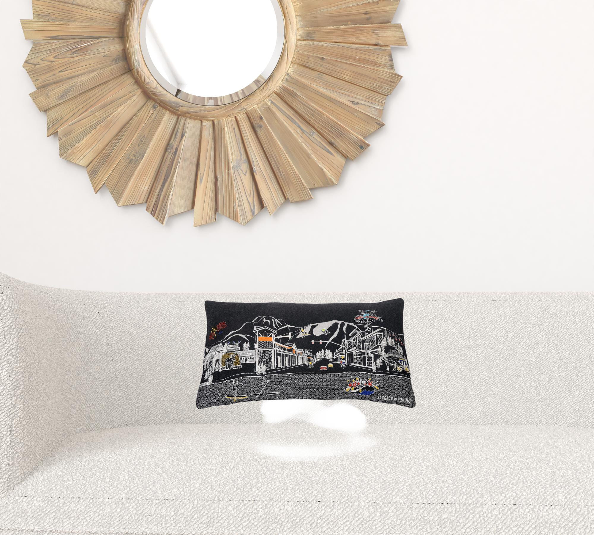 25" Black Jackson Nighttime Skyline Lumbar Decorative Pillow