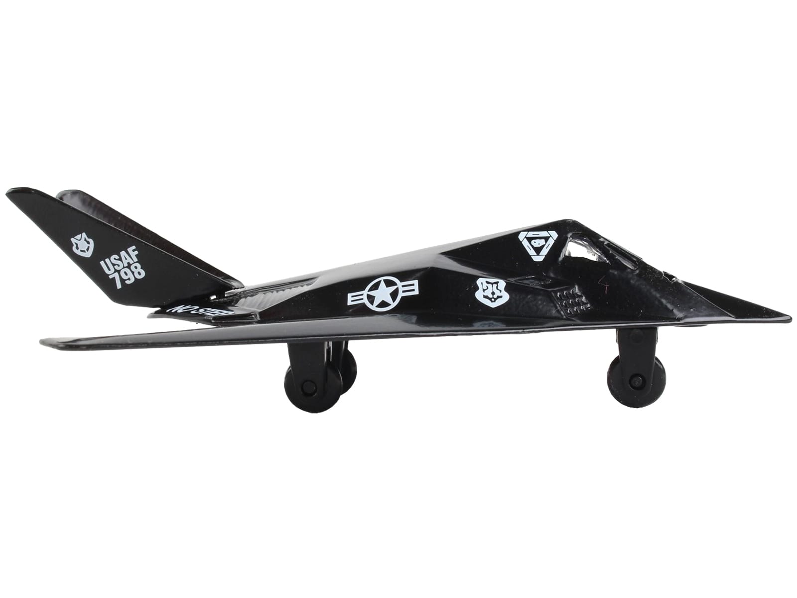 Lockheed F-117 Nighthawk Stealth Aircraft Black "United States Air Force" with Runway Section Diecast Model Airplane by Runway24