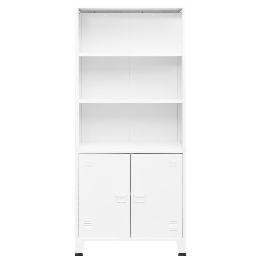 Industrial Bookshelf White 31.5"x12.6"x70.9" Steel