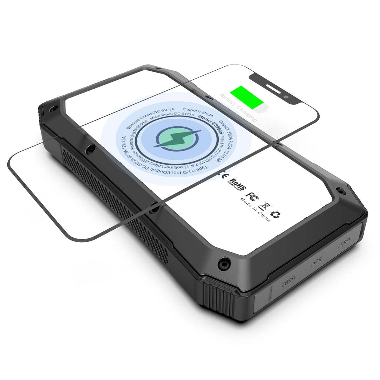 COLOR: BROWN - Sun Chaser Mini Solar Powered Wireless Phone Charger 10,000 mAh With LED Flood Light