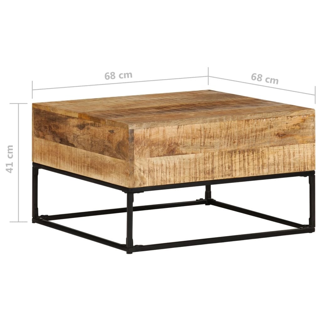 Coffee Table 26.8"x26.8"x16.1" Rough Mango Wood
