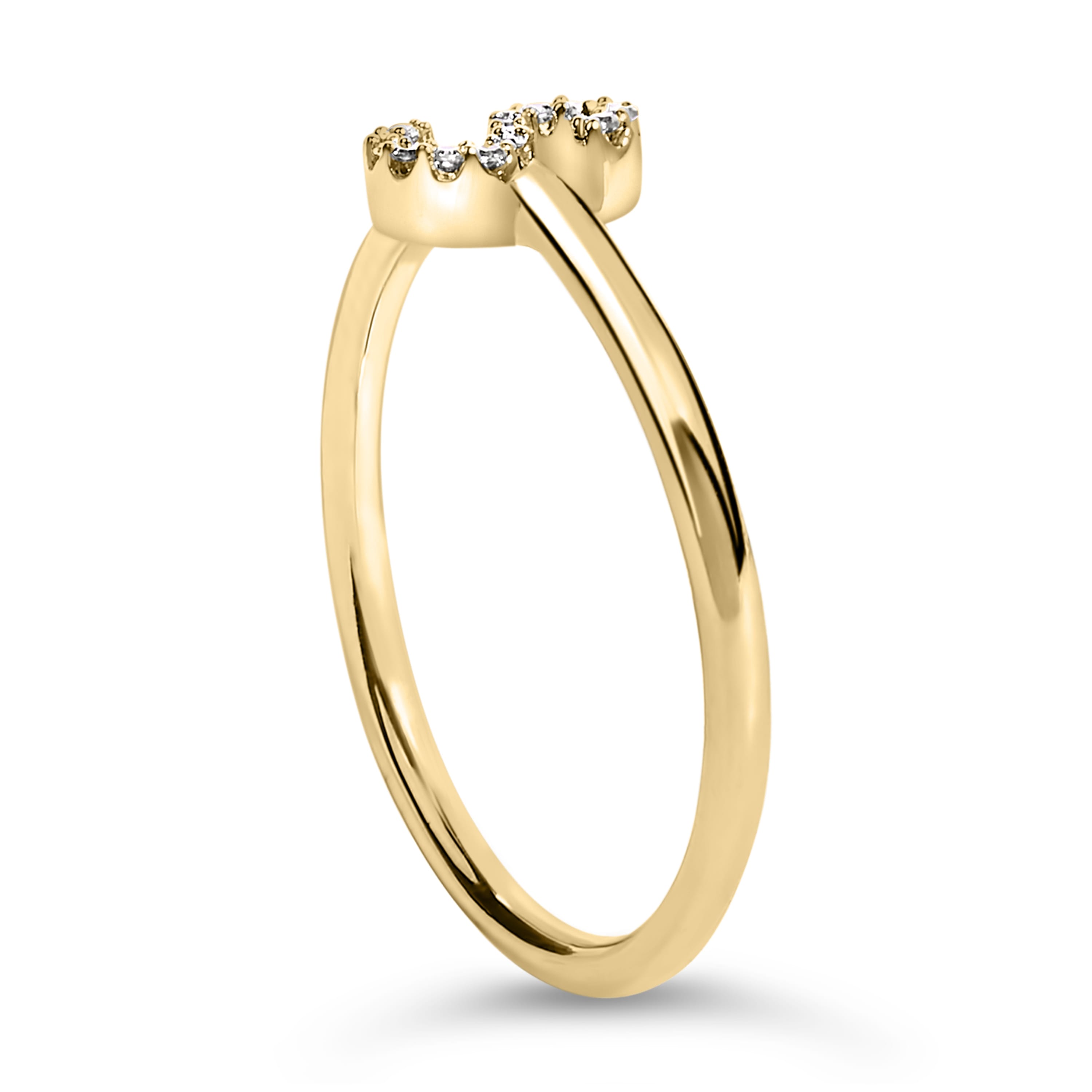 10K Yellow Gold Diamond Accent Initial "S" Ring