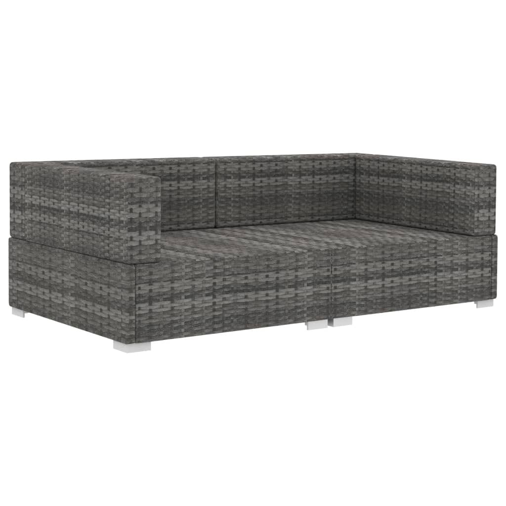 2 Piece Patio Sofa Set with Cushions Poly Rattan Gray