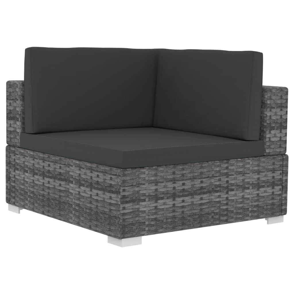 2 Piece Patio Sofa Set with Cushions Poly Rattan Gray