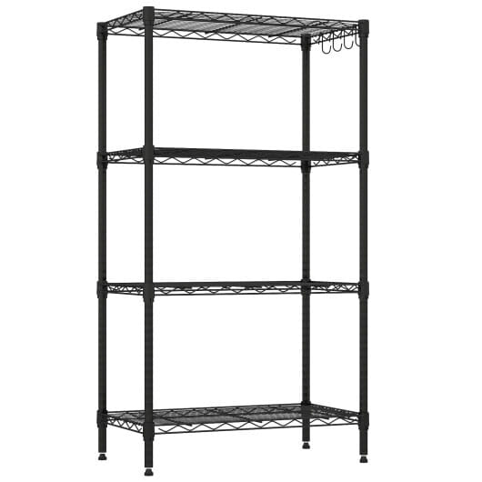 4-Tier Metal Storage Shelving Unit with V-Shaped Wire Rack and 600 LBS Capacity-Black - Color: Black