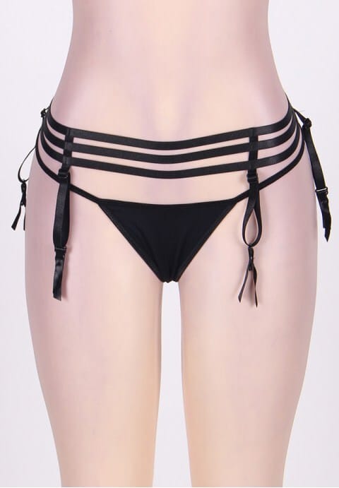 Plus Size Elasticized Strappy Garter With G-string