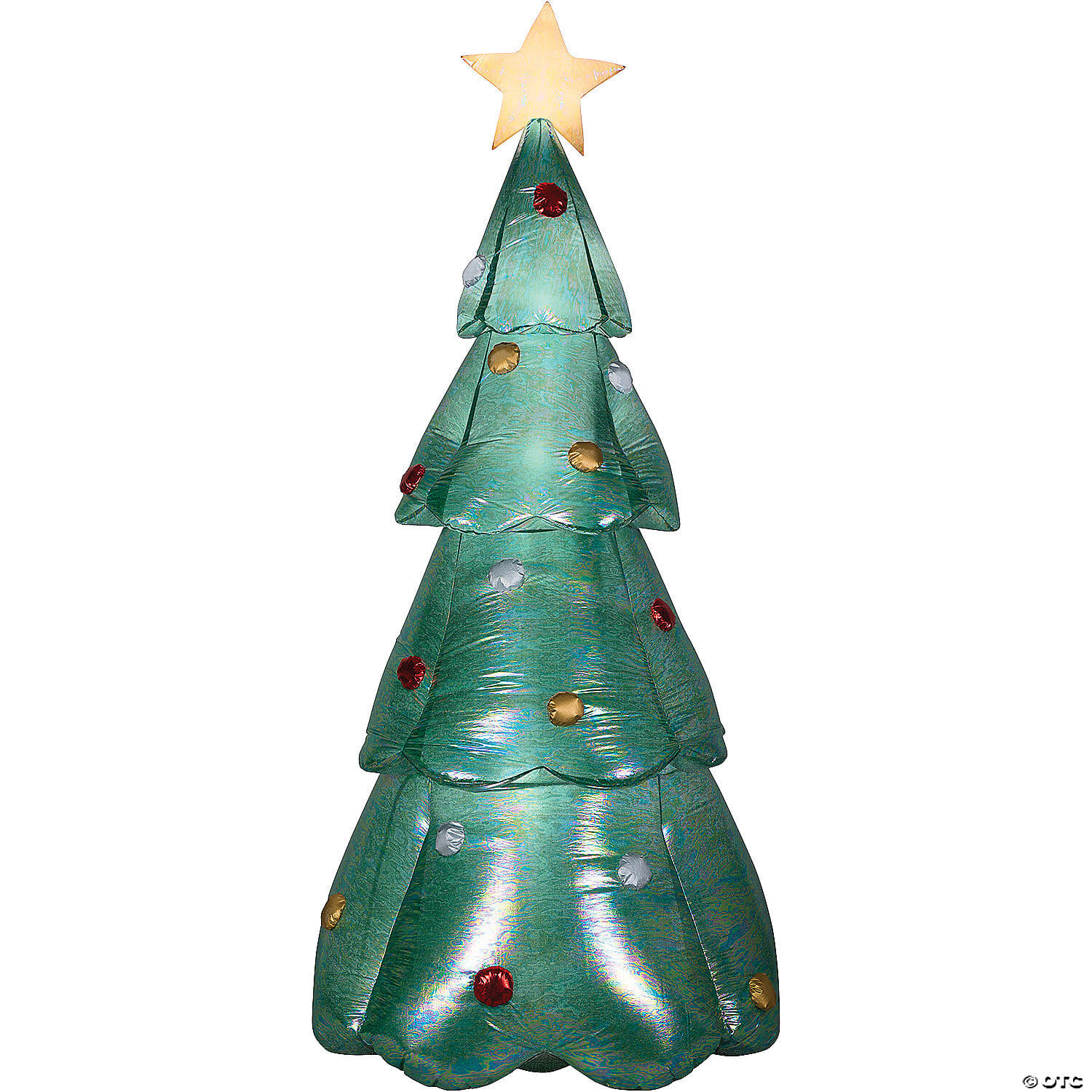 90inch Blow Up Inflatable Mixed Media Green Christmas Tree with Built In LED Lights Outdoor Yard Decoration