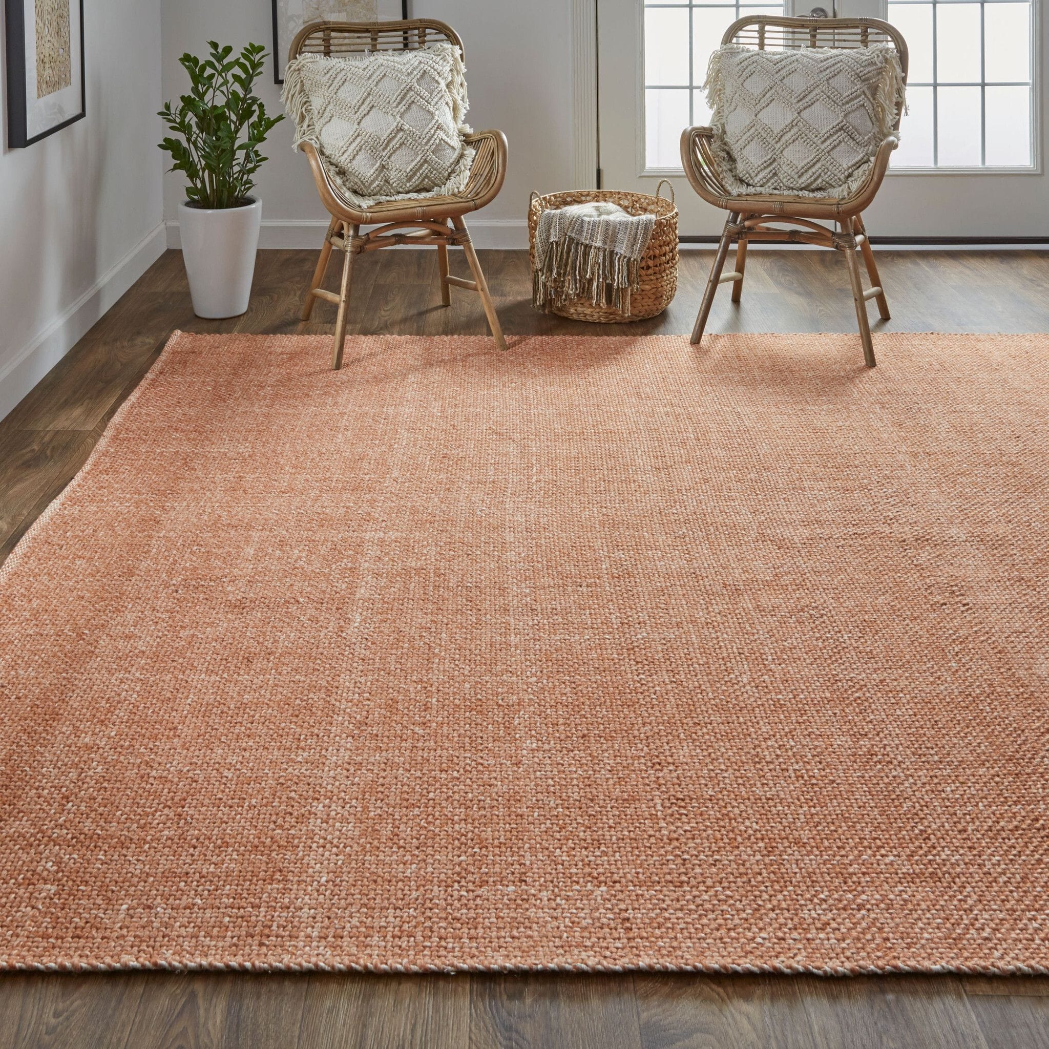 2' X 3' Orange Hand Woven Area Rug