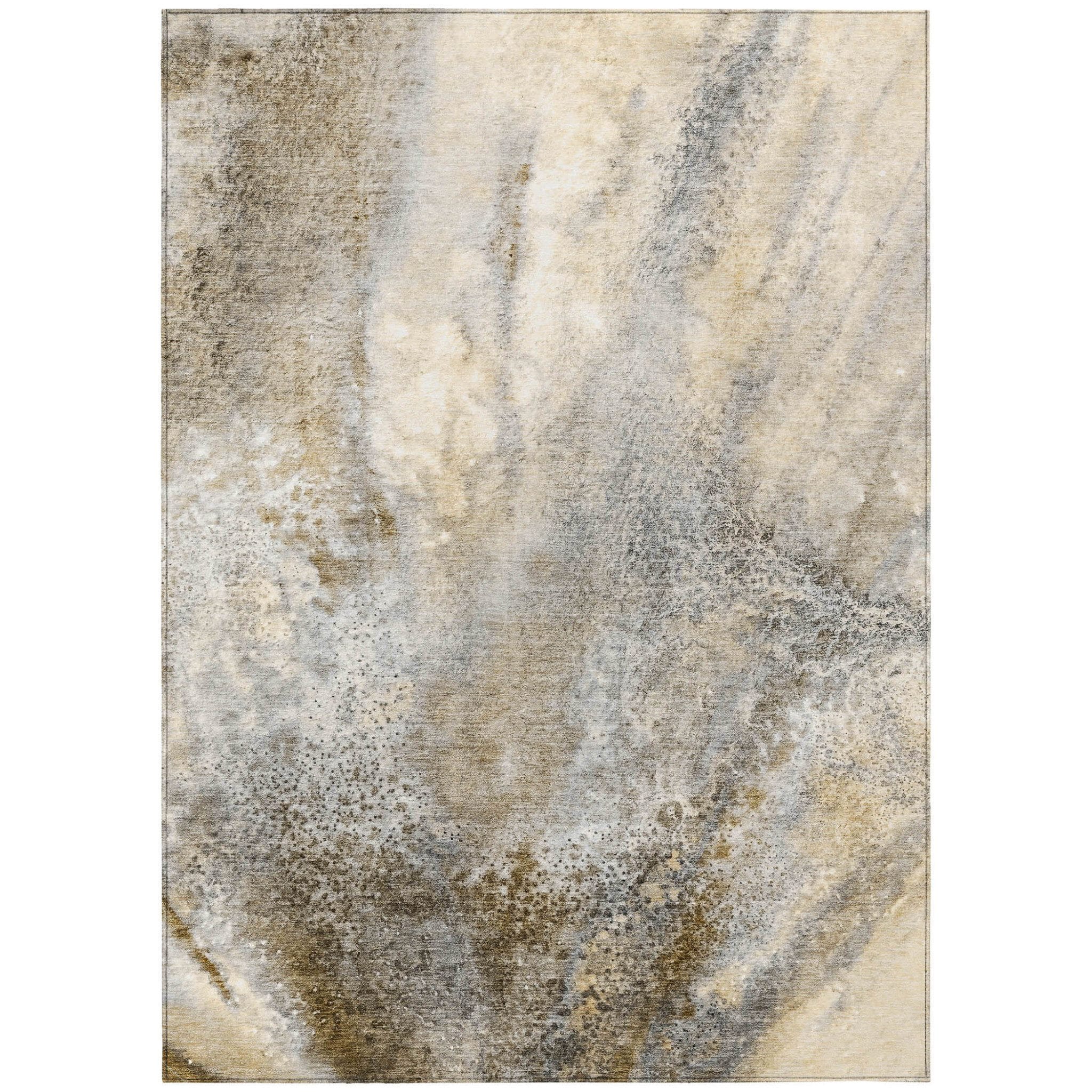 10' X 14' Beige Abstract Washable Non Skid Indoor Outdoor Area Rug