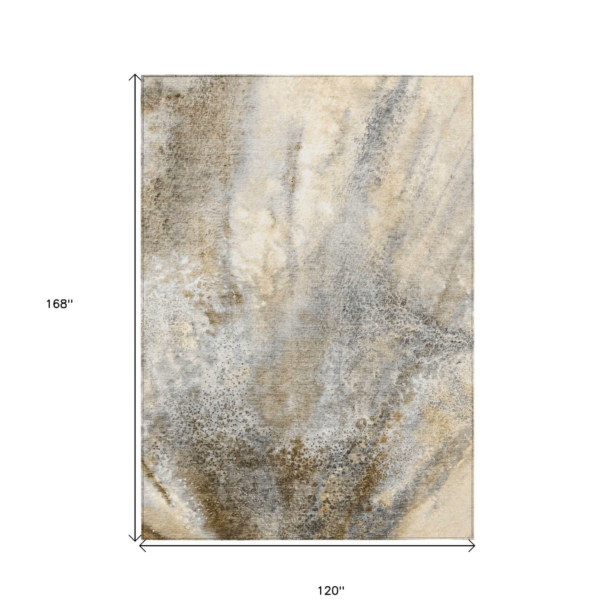 10' X 14' Beige Abstract Washable Non Skid Indoor Outdoor Area Rug