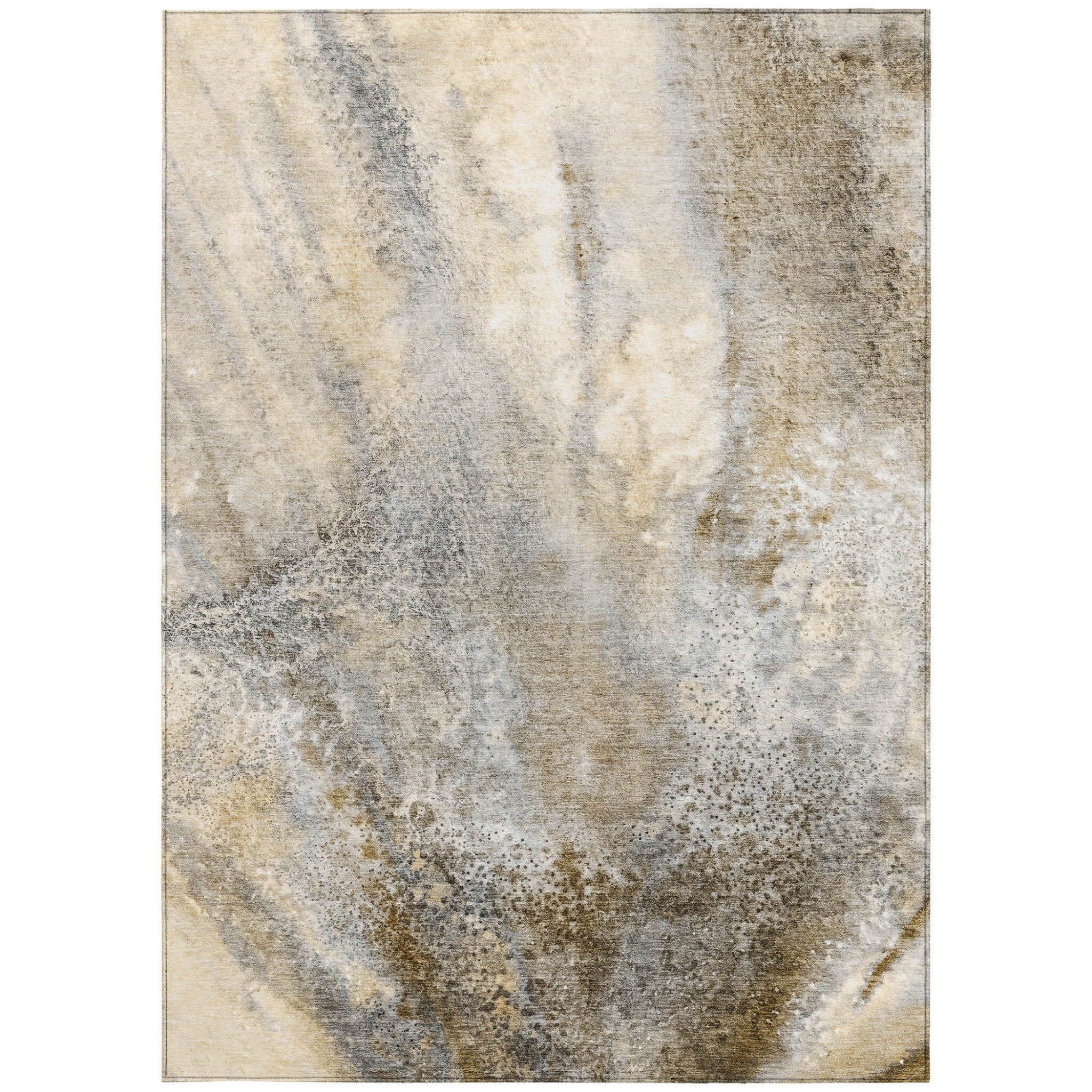 10' X 14' Beige Abstract Washable Non Skid Indoor Outdoor Area Rug