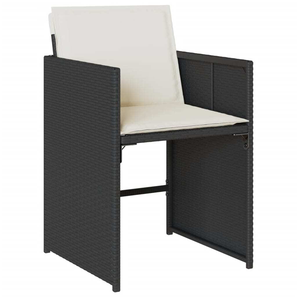 15 Piece Patio Dining Set with Cushions Black Poly Rattan