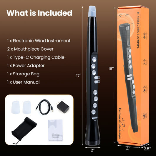Electronic Wind Instrument Synthesizer Rechargeable Digital Saxophone-Black - Color: Black