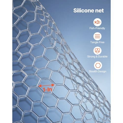 Fishing Net, Foldable Landing Nets with Telescopic Handle and Built in Length Scale, Lightweight and Stronger 6063 Aluminum Fish Gear, Soft Silicone Mesh, Holds up to 30 lbs, for Kayak Boat Bank