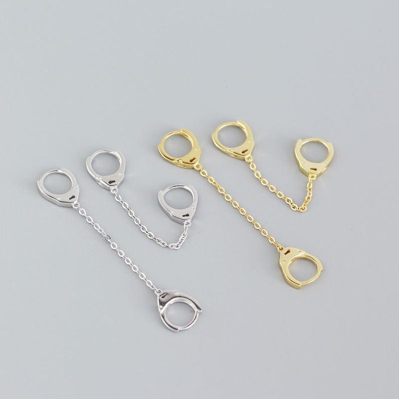 Fashion Double Holes Chain 925 Sterling Silver Hoop Earring(Single)
