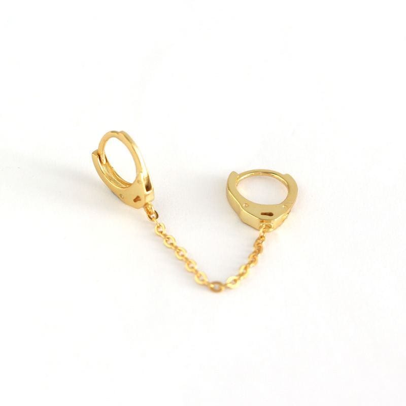 Fashion Double Holes Chain 925 Sterling Silver Hoop Earring(Single)