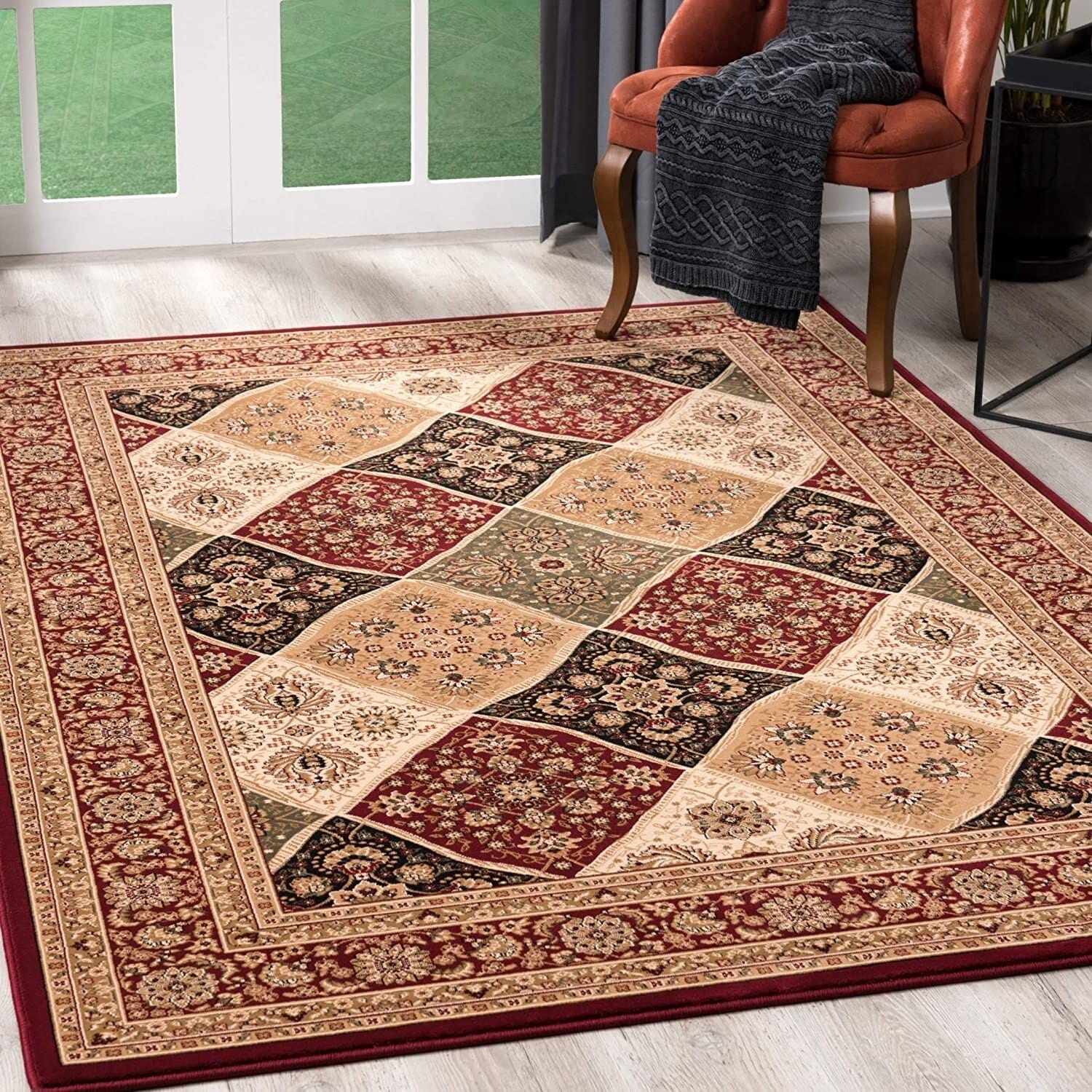 10' Runner Red and Beige Oriental Power Loom Runner Rug