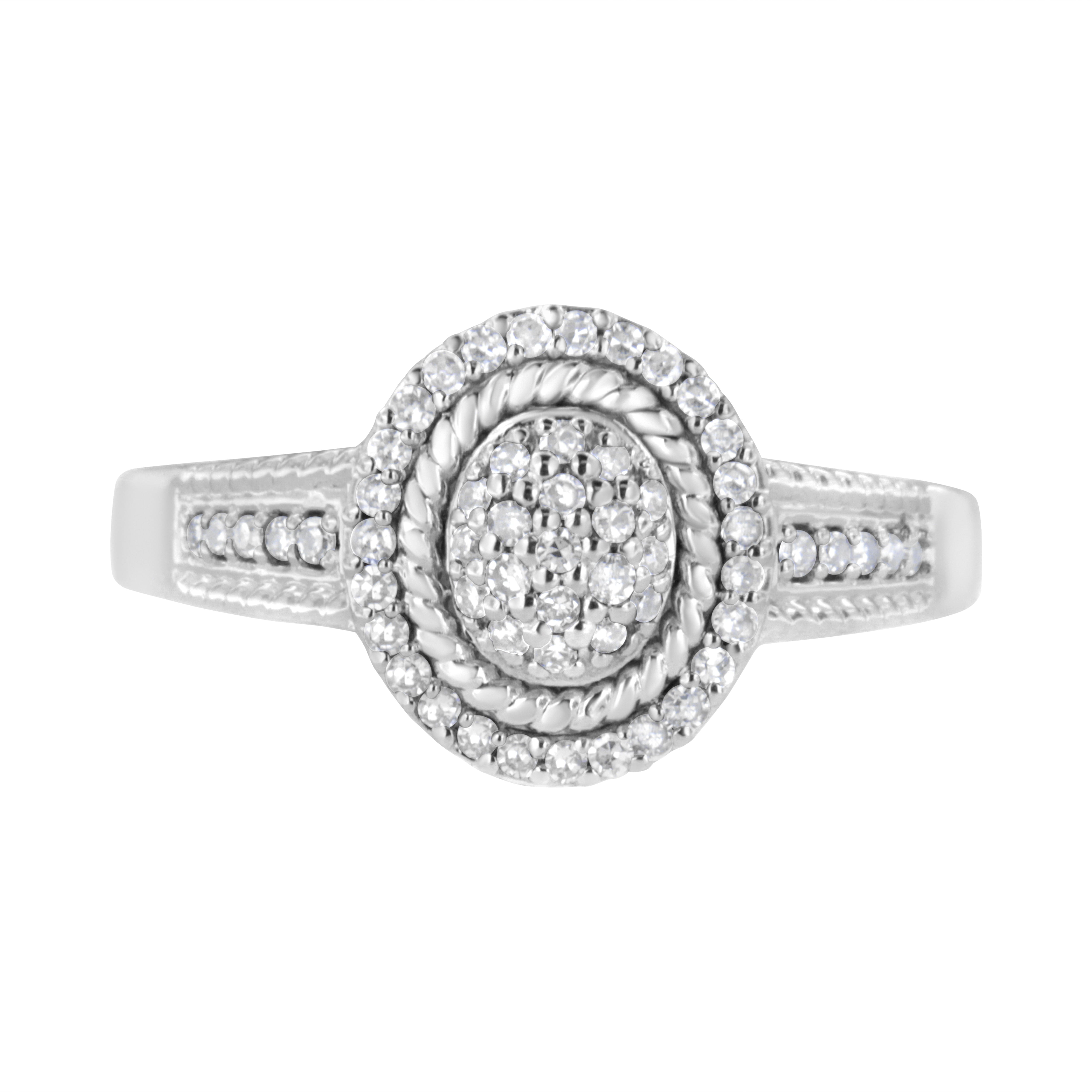 .925 Sterling Silver 1/3 Cttw Pave Set Round-Cut Diamond Braided Halo Cocktail Ring (I-J Color, I2-I3 Clarity) - Size 8