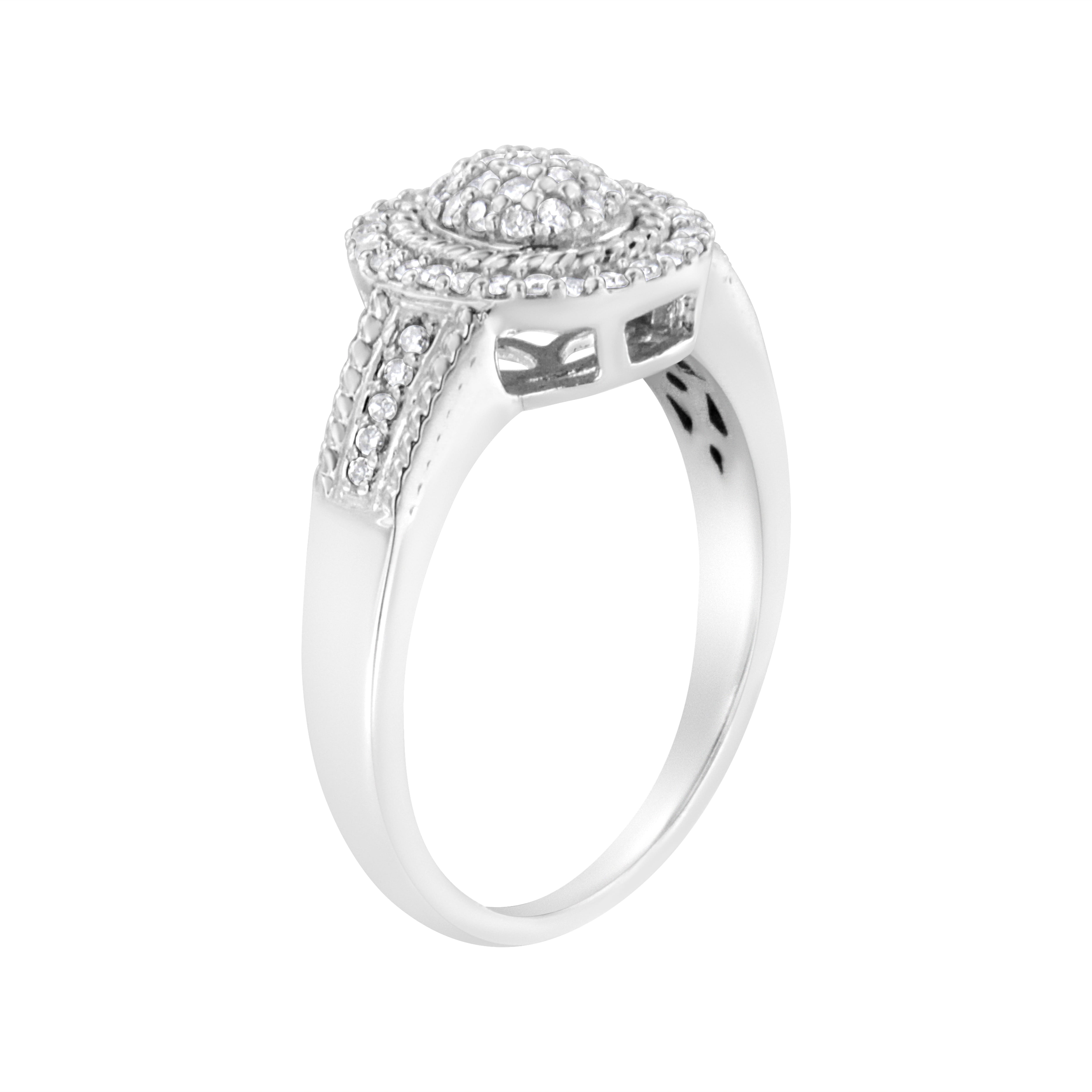 .925 Sterling Silver 1/3 Cttw Pave Set Round-Cut Diamond Braided Halo Cocktail Ring (I-J Color, I2-I3 Clarity) - Size 8