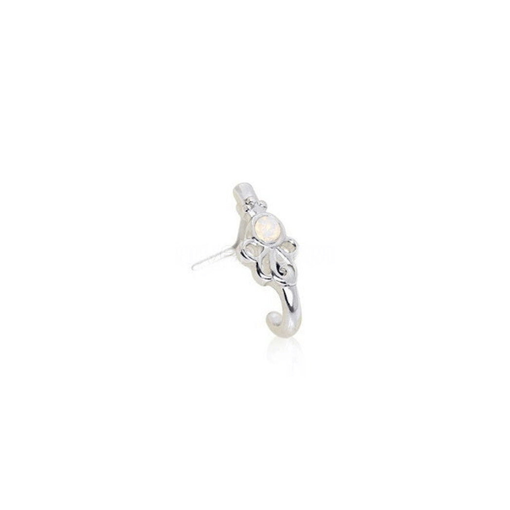 316L Stainless Steel Synthetic Opal Ribbon L Bend Half Nose Hoop