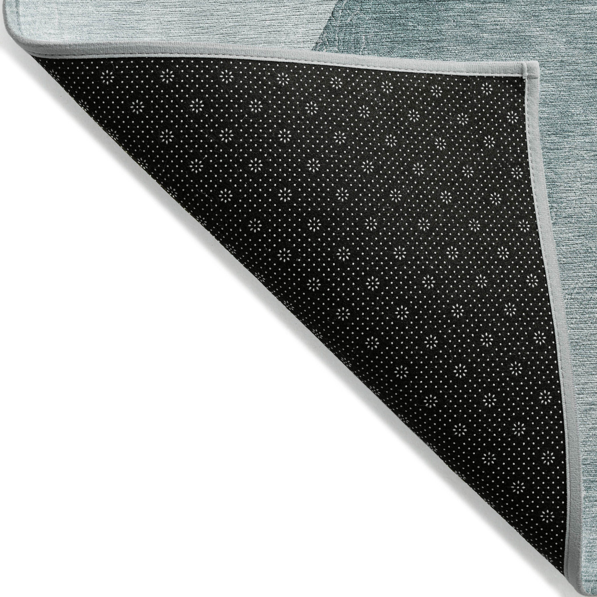 2' X 3' Teal Ivory and Gray Abstract Washable Non Skid Indoor Outdoor Area Rug
