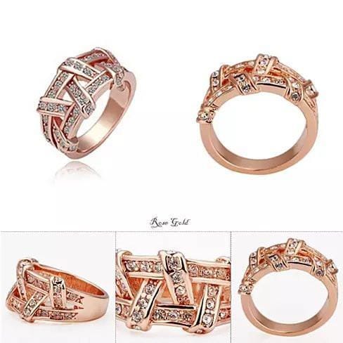 Color: Rose Gold,Size: 6 - Nysa Cocktail Ring Dazzling CZ In Gold And Rose Gold