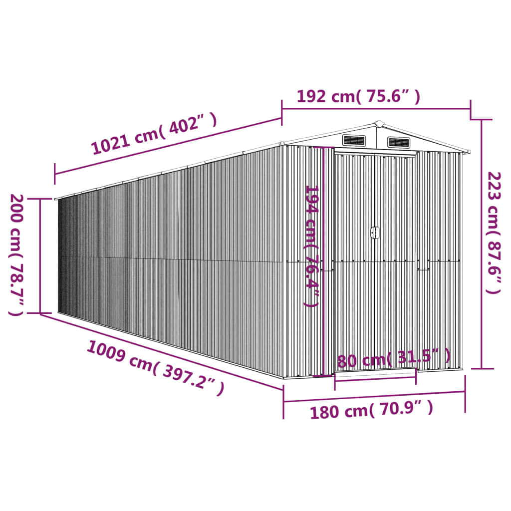Garden Shed Light Brown 75.6"x402"x87.8" Galvanized Steel
