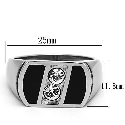 TK1068 - High polished (no plating) Stainless Steel Ring with Top Grade Crystal in Clear