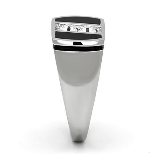 TK1068 - High polished (no plating) Stainless Steel Ring with Top Grade Crystal in Clear