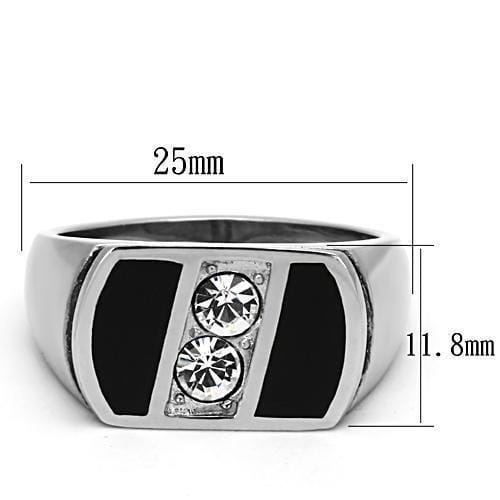 TK1068 - High polished (no plating) Stainless Steel Ring with Top Grade Crystal in Clear