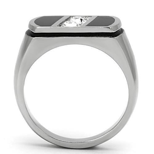 TK1068 - High polished (no plating) Stainless Steel Ring with Top Grade Crystal in Clear