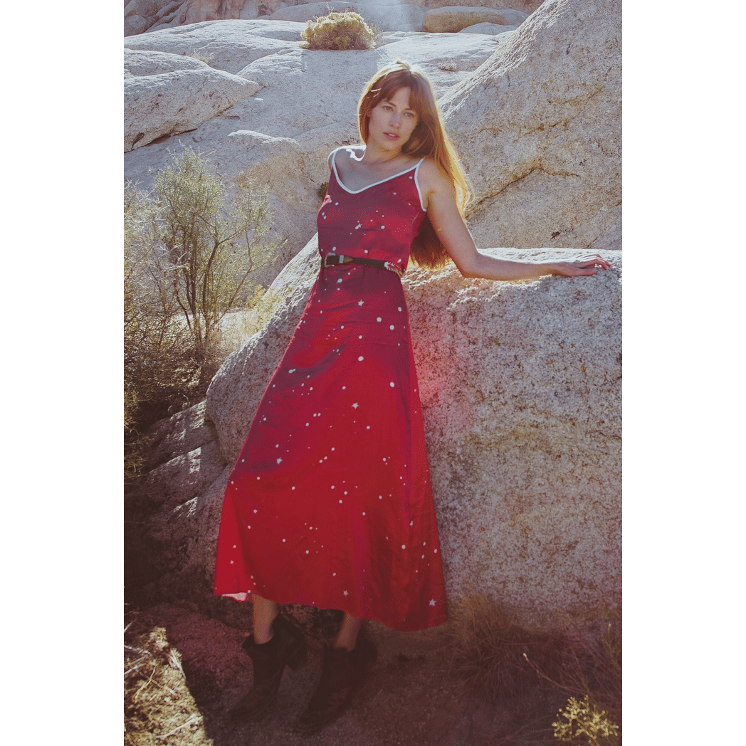 Andromeda Silk Dress - Cosmic Crimson