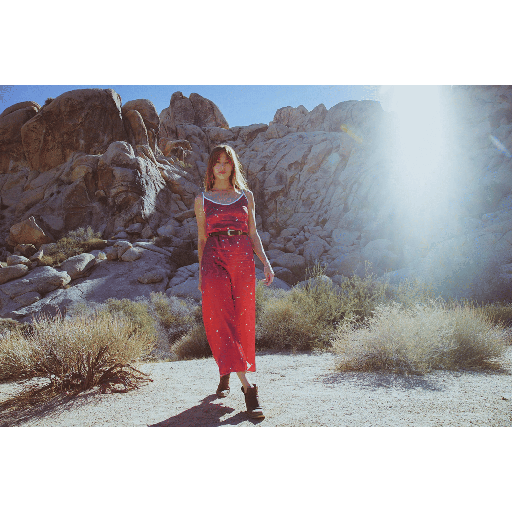 Andromeda Silk Dress - Cosmic Crimson
