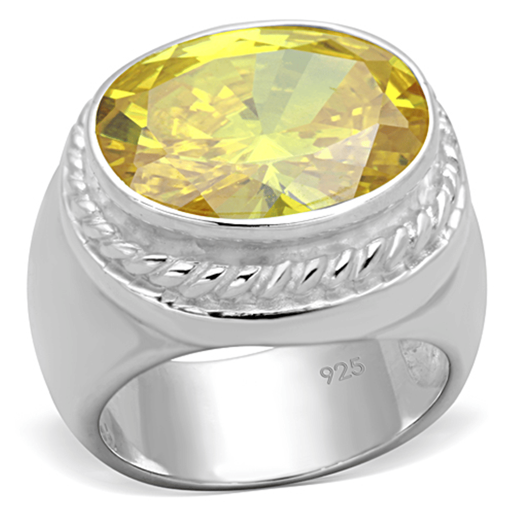 LOS731 - Silver 925 Sterling Silver Ring with AAA Grade CZ  in Topaz