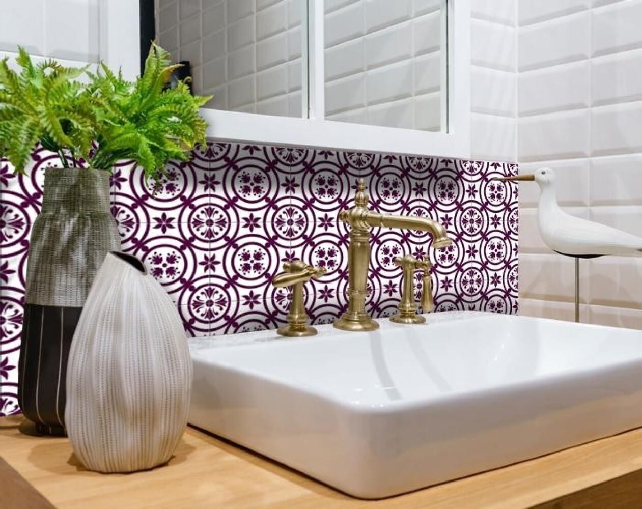 6" X 6" Merlot Lisa Removable Peel and Stick Tiles