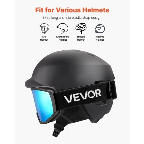 Ski Goggles, Cylindrical Lens with Ice Blue Revo Coating, OTG Anti fog Snow Goggles for Men Women Youth, TPU Frame & Ventilation Structure, Suitable for Skiing, Skating, Snowboarding, Cycling
