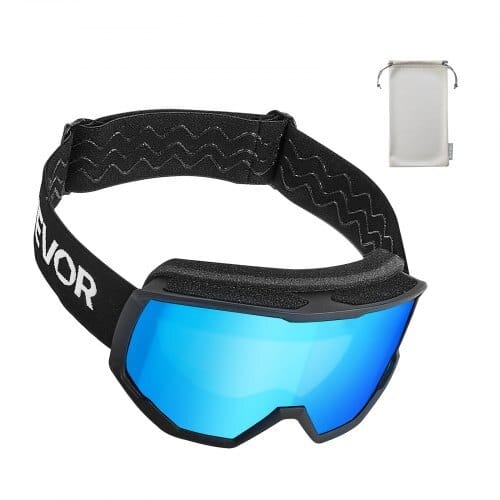 Ski Goggles, Cylindrical Lens with Ice Blue Revo Coating, OTG Anti fog Snow Goggles for Men Women Youth, TPU Frame & Ventilation Structure, Suitable for Skiing, Skating, Snowboarding, Cycling