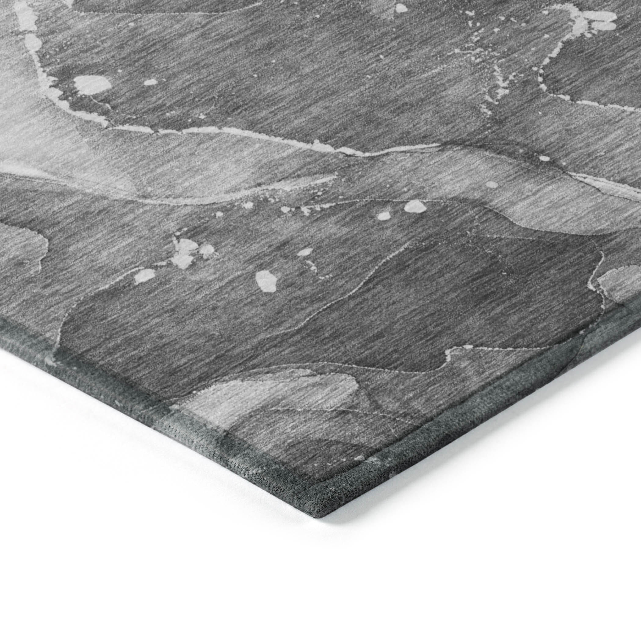 2' X 3' Gray Abstract Washable Non Skid Indoor Outdoor Area Rug