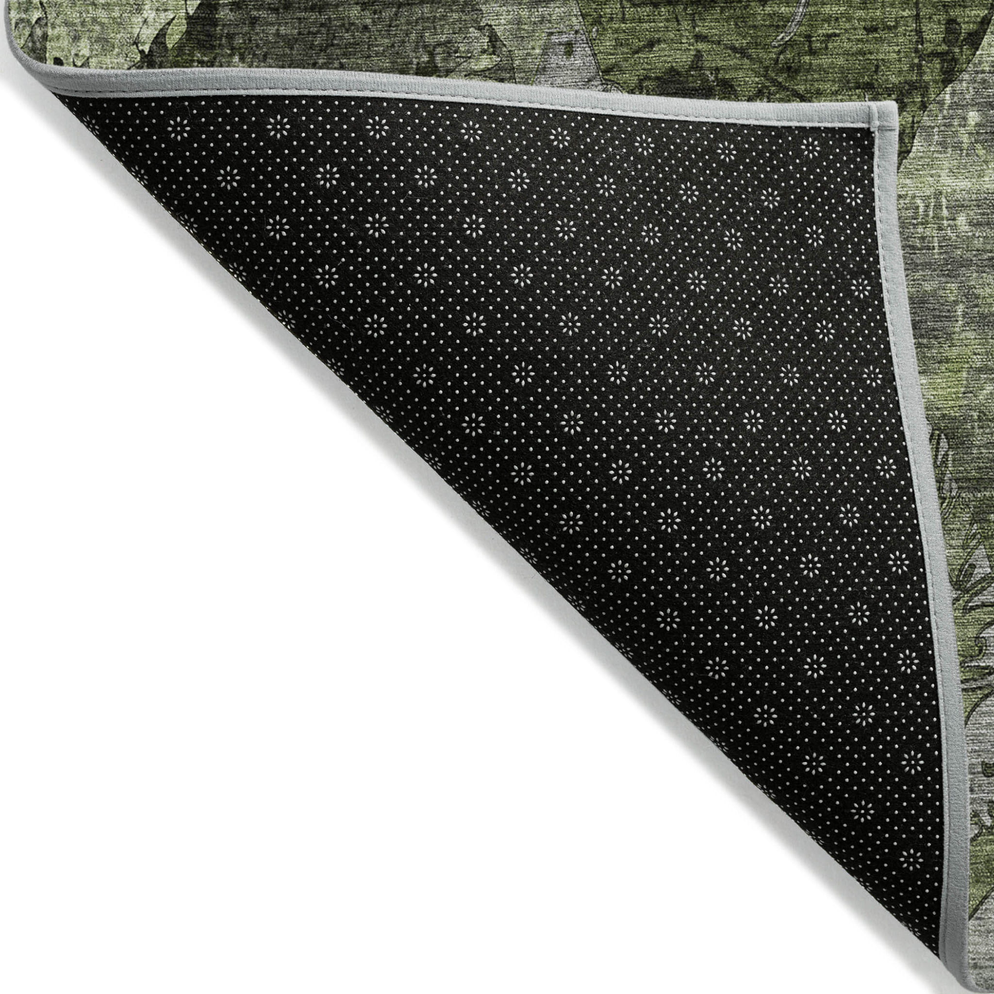 8' X 10' Green and Gray Abstract Washable Indoor Outdoor Area Rug