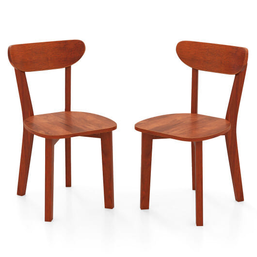 Solid Wood Dining Chair Set of 2 with Curved Backrest and Rubber Wood Frame-Espresso - Color: Espresso