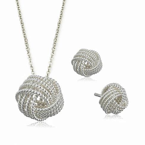 He Loves Me A Lot A Lovely Love Knot Pendant And Earrings Set
