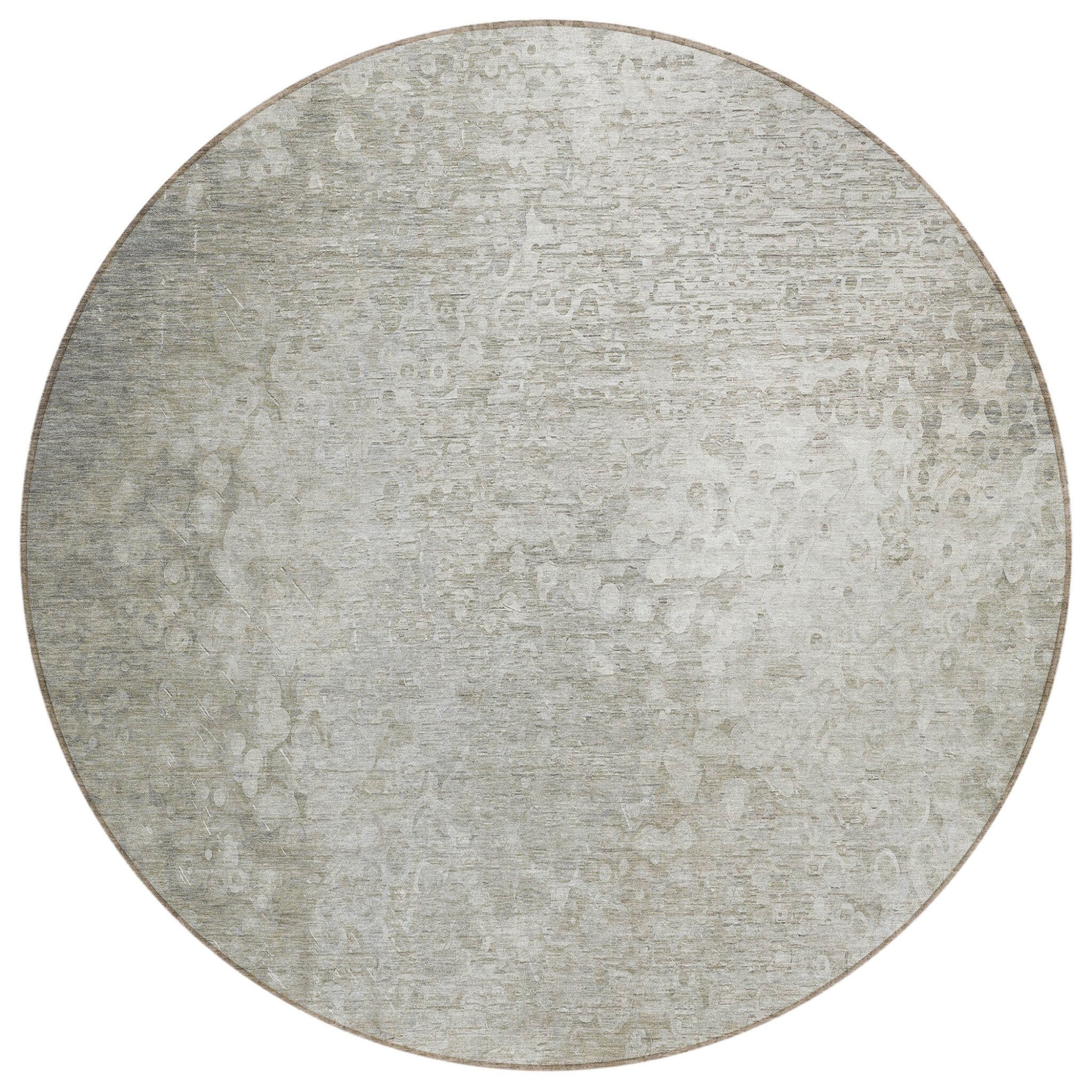8' Round Beige Round Washable Non Skid Indoor Outdoor Area Rug