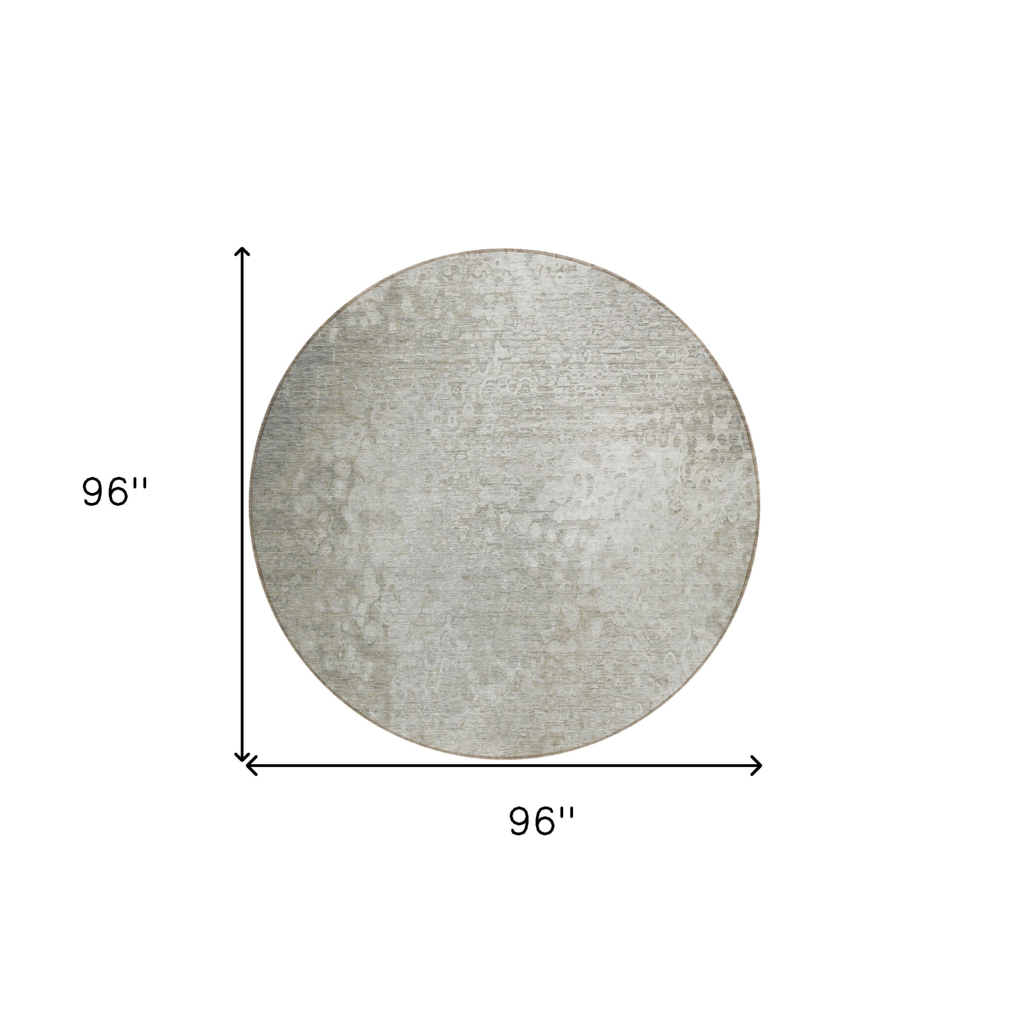 8' Round Beige Round Washable Non Skid Indoor Outdoor Area Rug