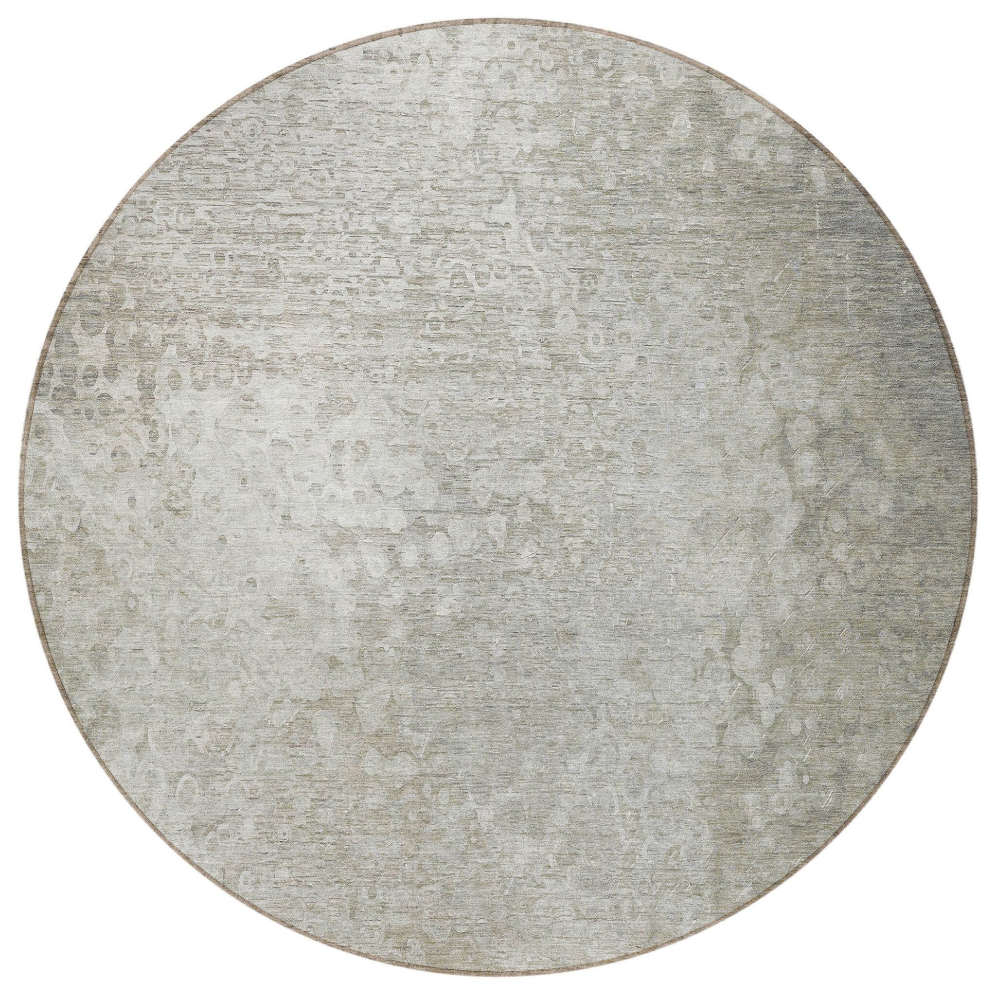 8' Round Beige Round Washable Non Skid Indoor Outdoor Area Rug
