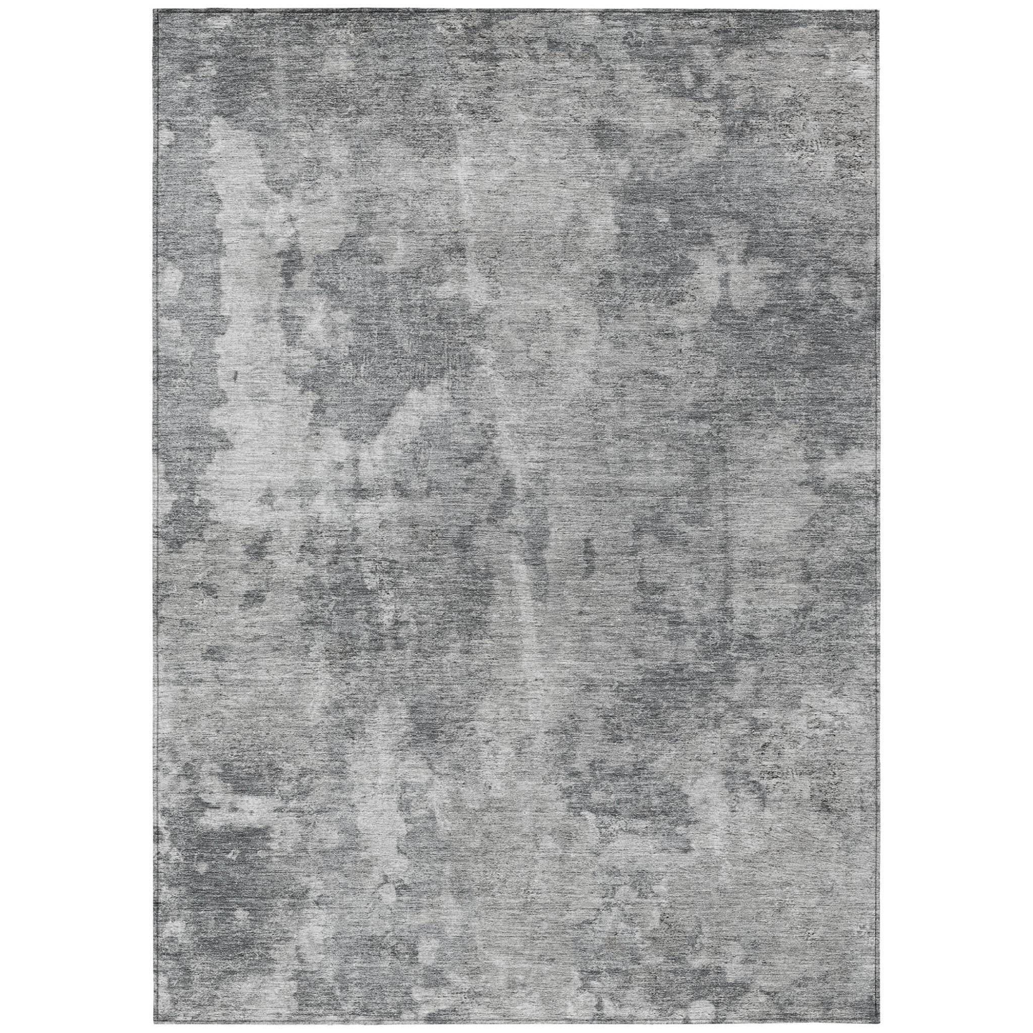 5' X 8' Gray Abstract Washable Non Skid Indoor Outdoor Area Rug
